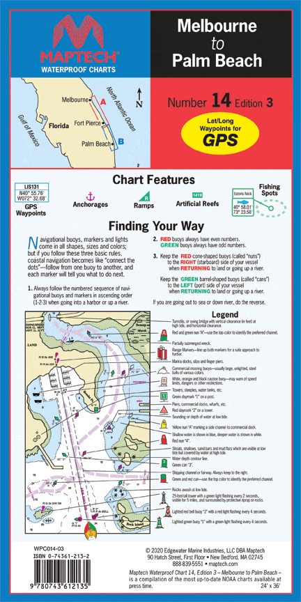Florida: Melbourne to Palm Beach Waterproof Chart, 3rd Edition