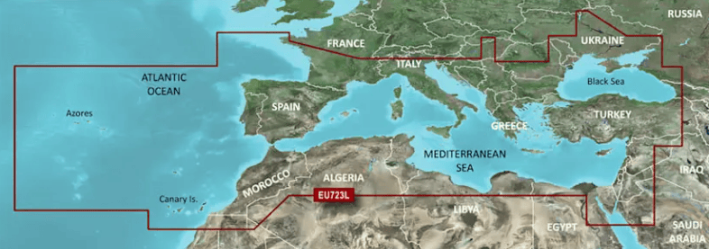 Garmin Bluechart G3 microSD™/SD™ card (VEU723L): Southern Europe Charts