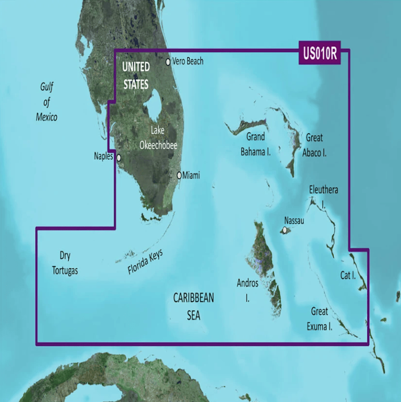 Garmin Bluechart G3 microSD™/SD™ card: VUS010R - South Florida and North Bahamas Coastal Charts