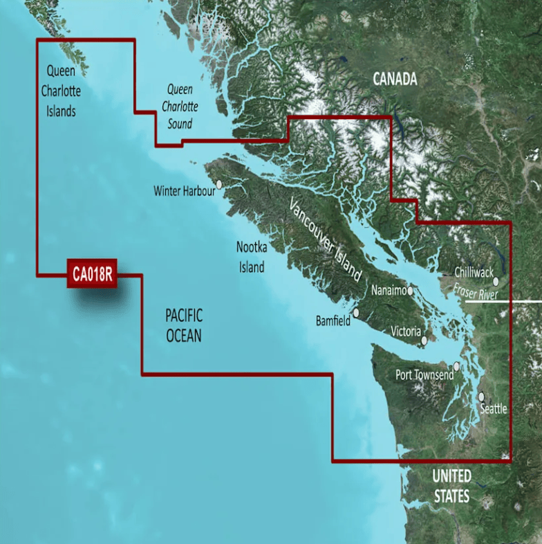 Garmin Bluechart G3 Vision microSD™/SD™ card (VCA018R): Canada, Vancouver, Inside and Outside Passage Charts