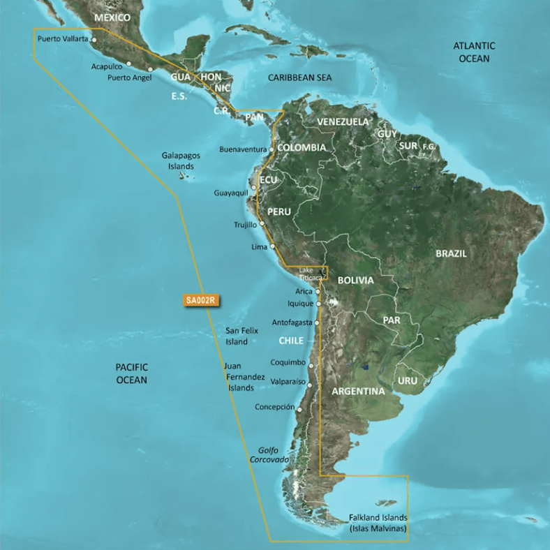 Garmin Bluechart G3 Vision microSD™/SD™ card (VSA002R): South America West Coast