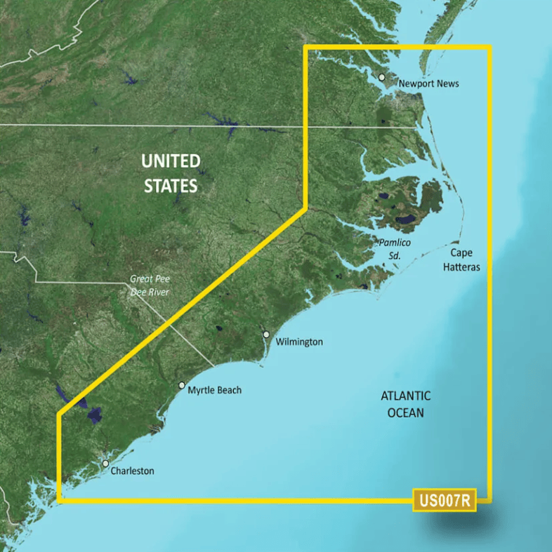 Garmin Bluechart G3 Vision microSD™/SD™ card (VUS007R): U.S., Norfolk, VA to Charleston, SC Coastal Charts