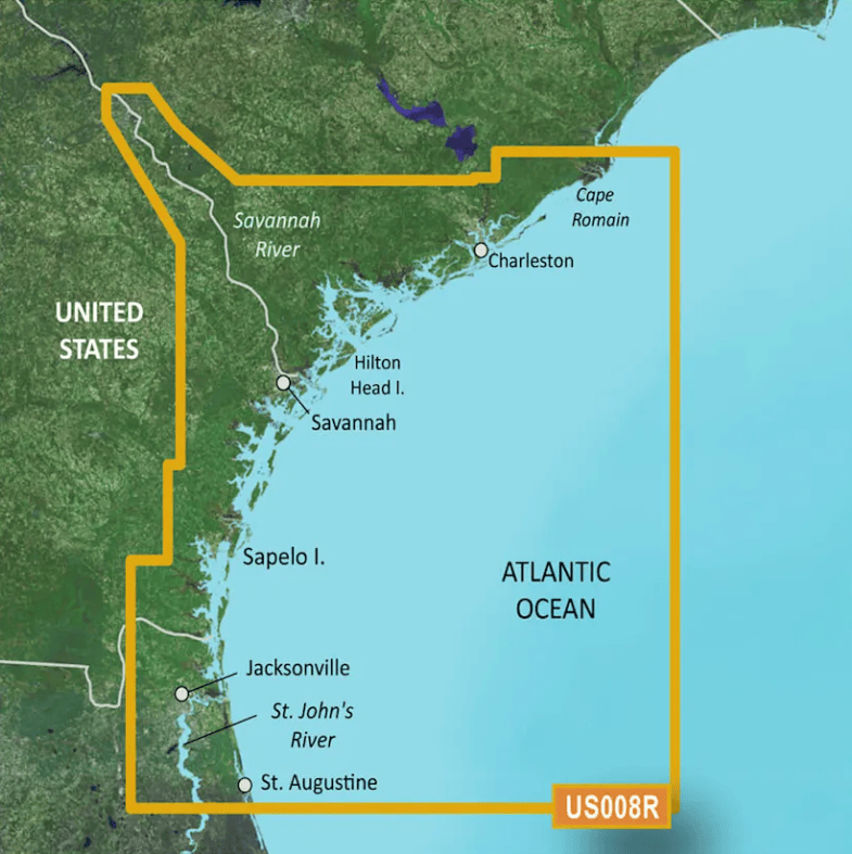 Garmin Bluechart G3 Vision microSD™/SD™ card: VUS008R-Charleston, SC to Jacksonville, FL Coastal Charts