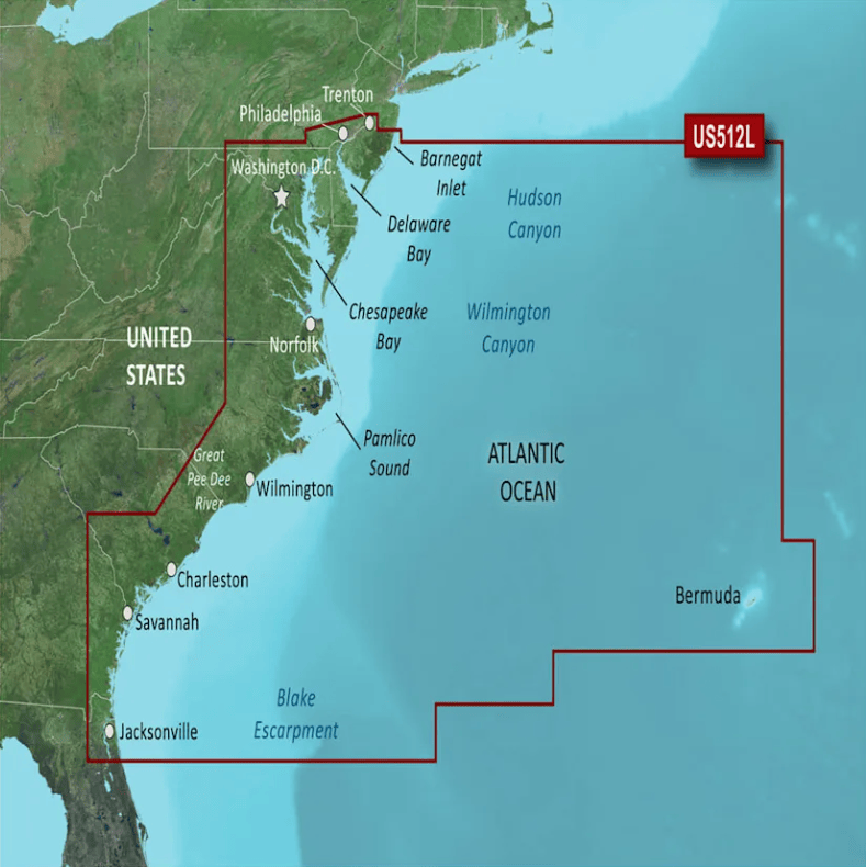Garmin Bluechart G3 Vision microSD™/SD™ card: VUS512L - Mid-Atlantic