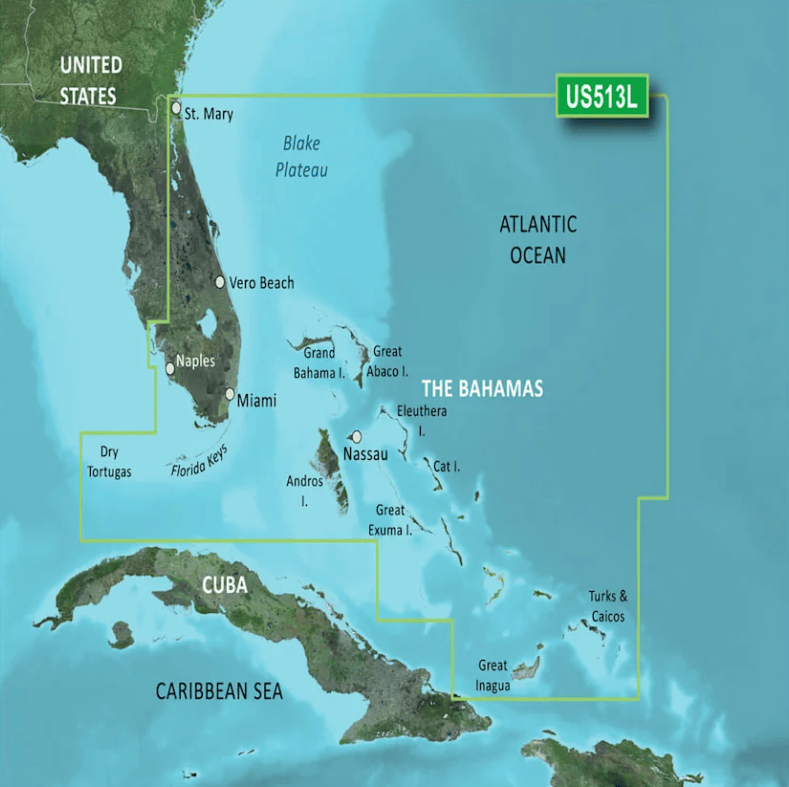 Garmin Bluechart G3 Vision microSD™/SD™ card: VUS513L - Jacksonville-Bahamas