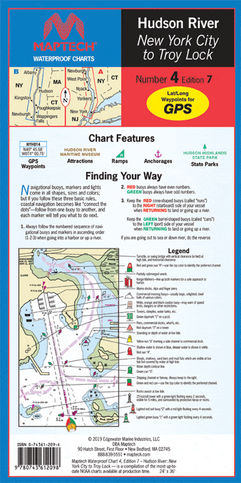 Hudson River Waterproof Chart, 7th Edition