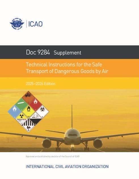ICAO Technical Instructions For The Safe Transportation of Dangerous Goods 2025-2026 Edition