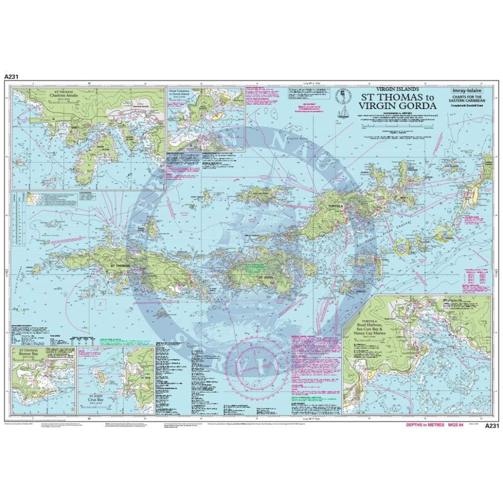 Imray Chart A231: Virgin Islands (St Thomas to Virgin Gorda), 2023 Edition