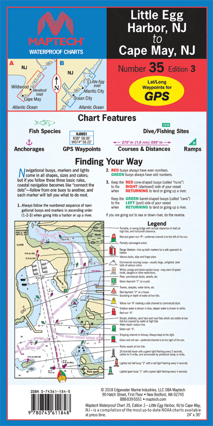 Little Egg Harbor, NJ to Cape May, NJ Waterproof Chart, 3rd Edition