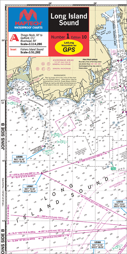 Long Island Sound Waterproof Chart, 10th Edition