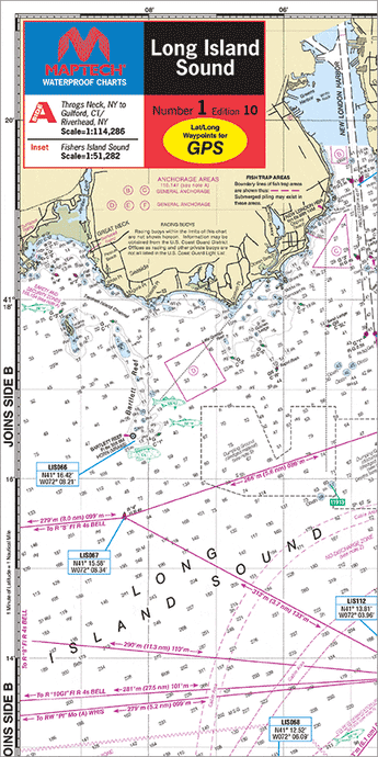 Long Island Sound Waterproof Chart, 10th Edition