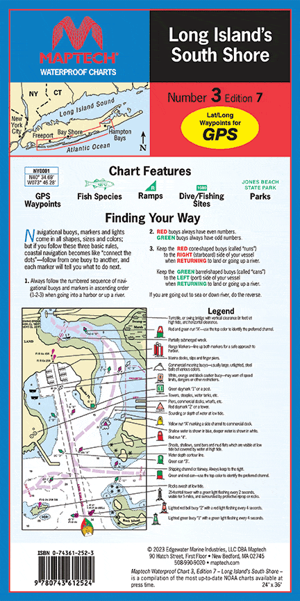 Long Island South Shore Waterproof Chart, 7th Edition