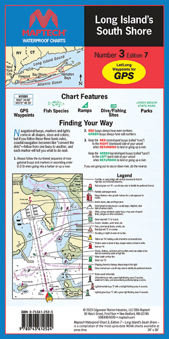 Long Island South Shore Waterproof Chart, 7th Edition