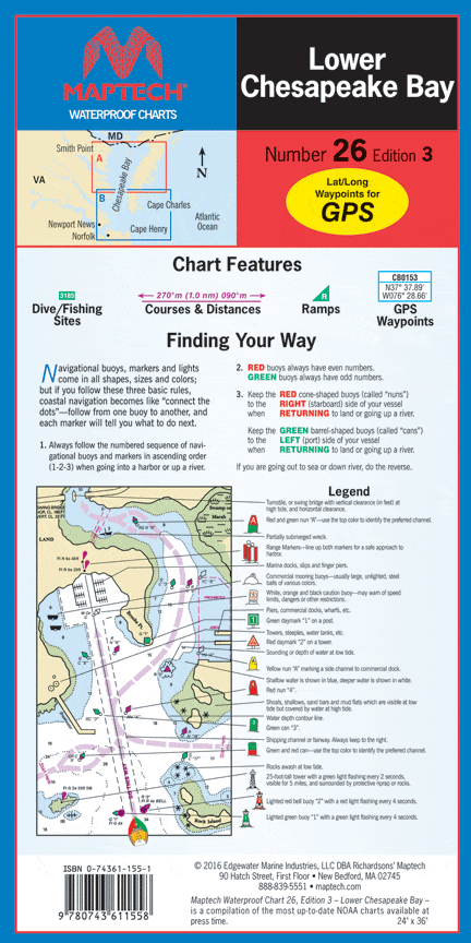 Lower Chesapeake Bay Waterproof Chart, 3rd Edition