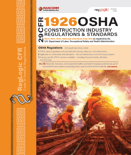 Mancomm 29 CFR Part 1926 OSHA Construction Standards & Regulations, January 2026