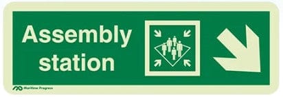 Marine Direction Sign: Assembly Station Arrow  Down Right  (2019)