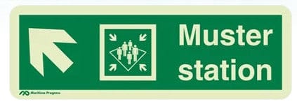 Marine Direction Sign: Assembly Station Arrow  Left Up (2019)