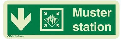 Marine Direction Sign: Muster Station Arrow Down (2019)