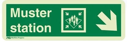 Marine Direction Sign: Muster Station Arrow Down Right (2019)