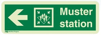 Marine Direction Sign: Muster Station Arrow Left (2019)