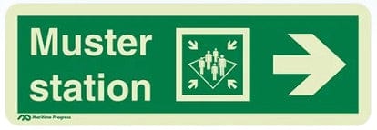 Marine Direction Sign: Muster Station Arrow Right (2019)
