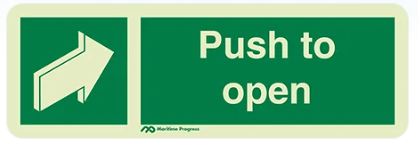 Marine Direction Sign: Push to open + Forward arrow