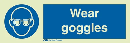 Marine Mandatory Sign: Wear Goggles + Symbol