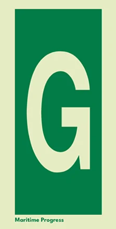 Marine Safety Sign, IMO Life Saving App. Symbol: Letter G