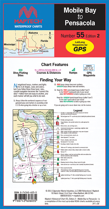 Mobile Bay to Pensacola Waterproof Chart, 2nd Edition