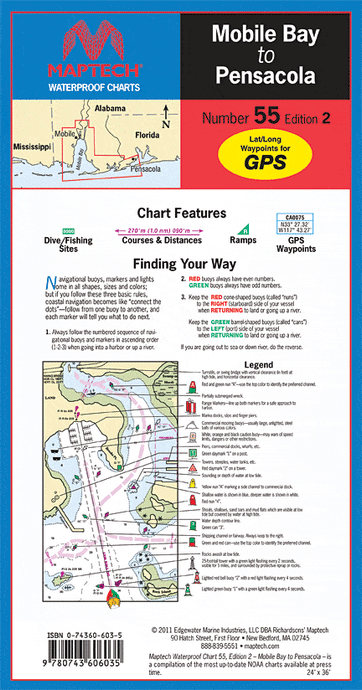 Mobile Bay to Pensacola Waterproof Chart, 2nd Edition