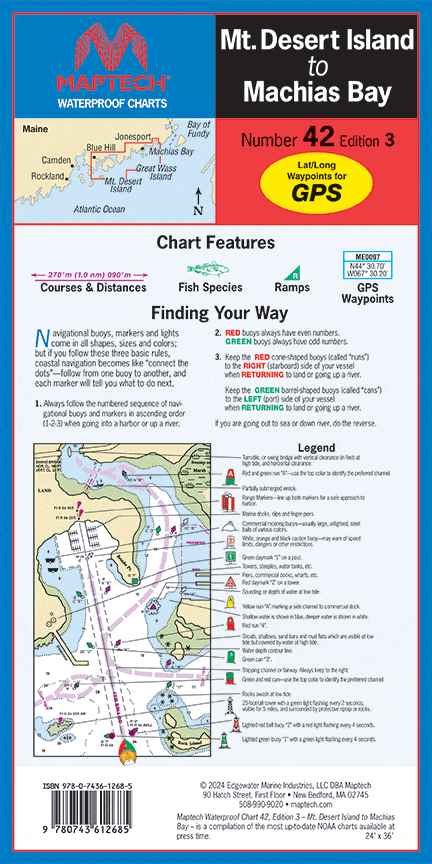 Mt. Desert Island to Machias Bay Waterproof Chart, 3rd Edition