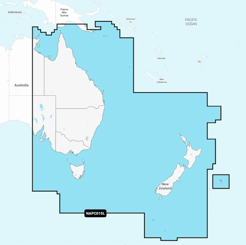 Navionics+ Chart NAPC015L: Australia, East & Central to New Zealand