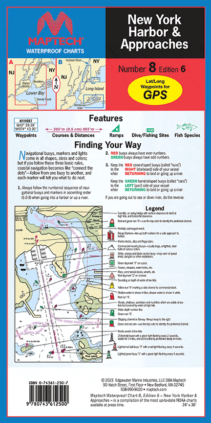 New York Harbor and Approaches Waterproof Chart, 6th Edition