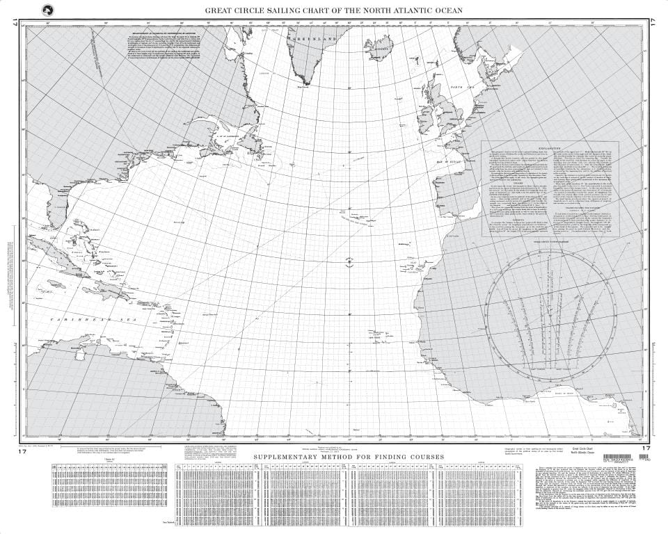 NGA Chart 17: Great Circle Sailing Chart of the North Atlantic Ocean