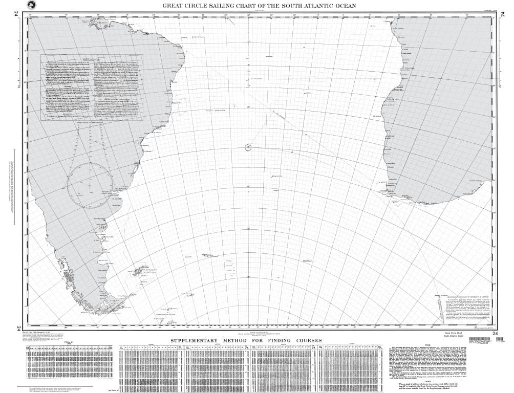 NGA Chart 24: Great Circle Sailing Chart of the South Atlantic Ocean