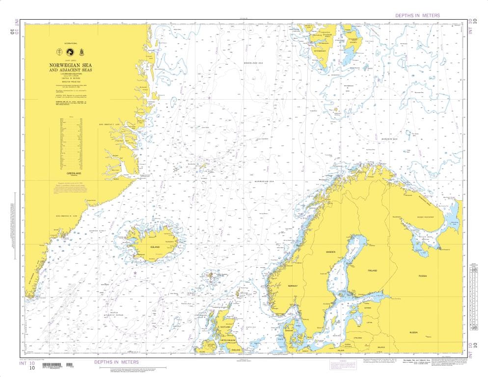 NGA Nautical Chart 10: Norwegian Sea and Adjacent Seas