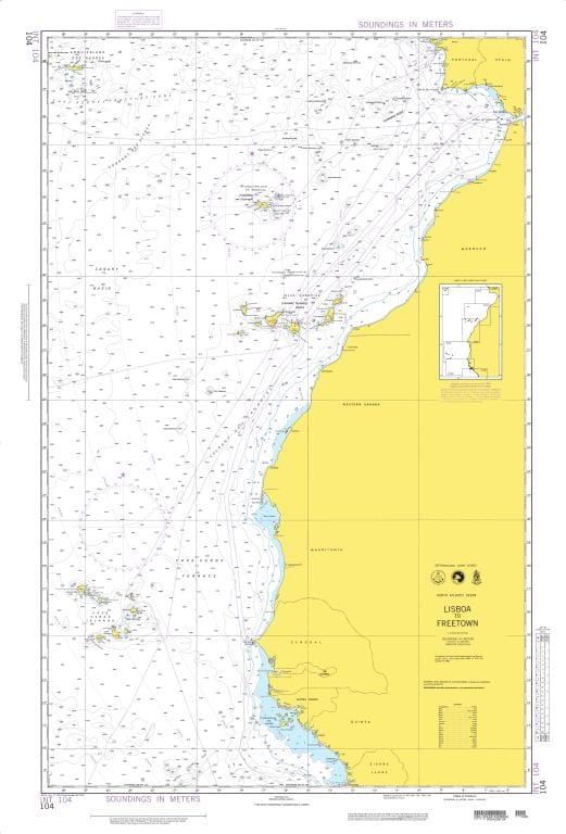 NGA Nautical Chart 104: Lisboa to Freetown