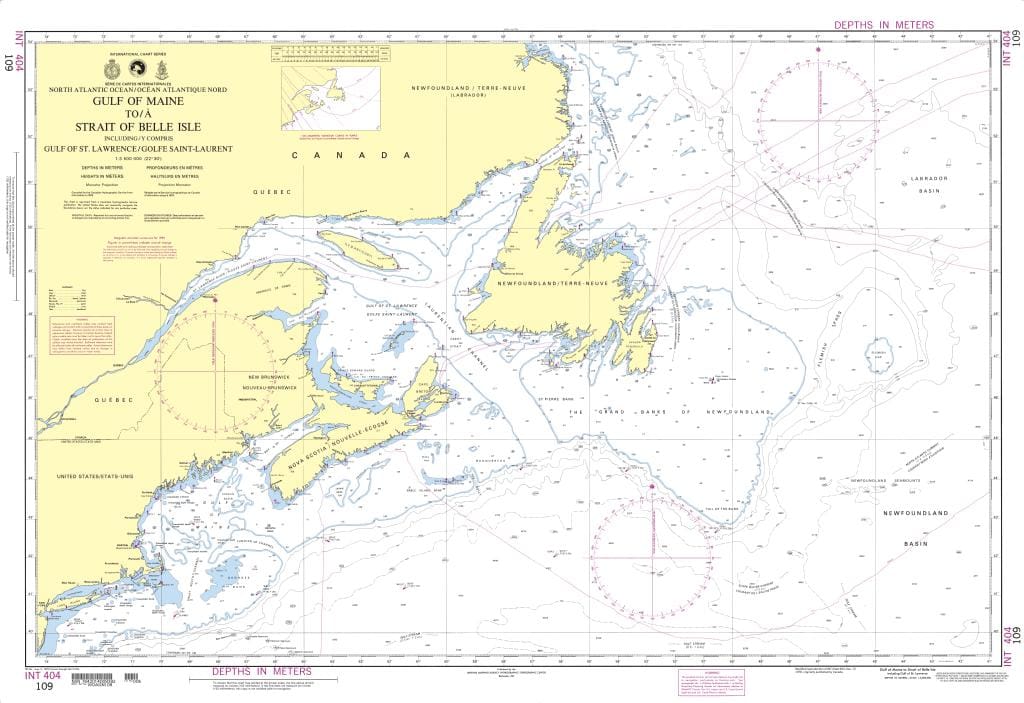 NGA Nautical Chart 109: Gulf of Maine to Strait of Belle Isle including Gulf of St. Lawrence