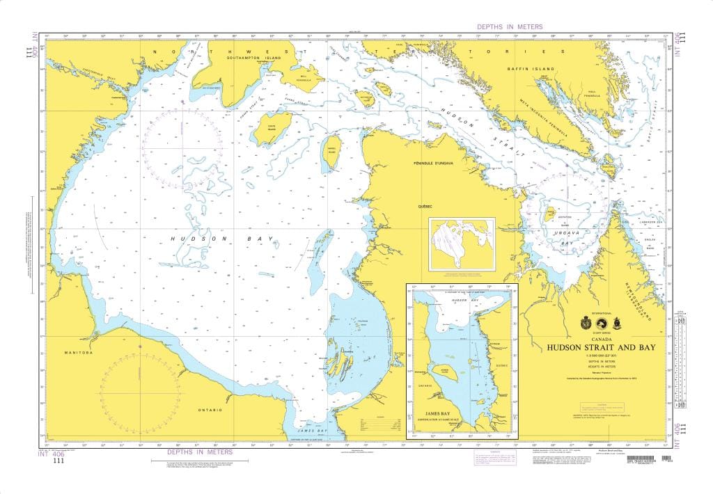 NGA Nautical Chart 111: Hudson Strait and Bay with Continuation of James Bay
