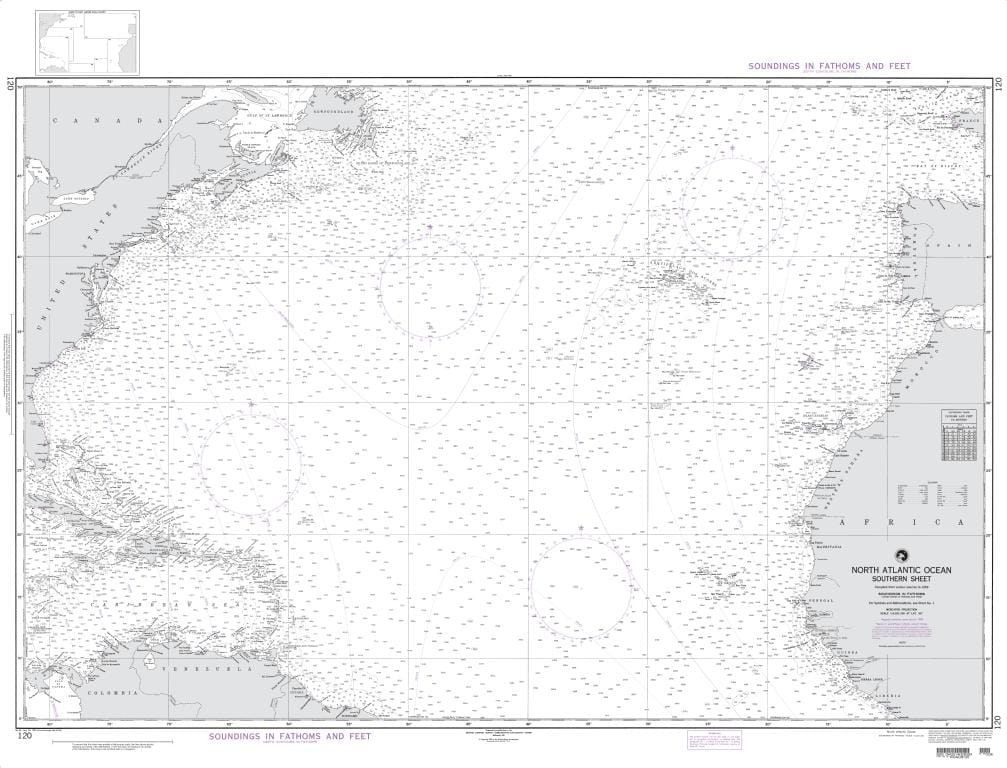 NGA Nautical Chart 120: North Atlantic Ocean (Southern Sheet)