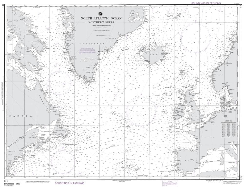 NGA Nautical Chart 121: North Atlantic Ocean (Northern Sheet)