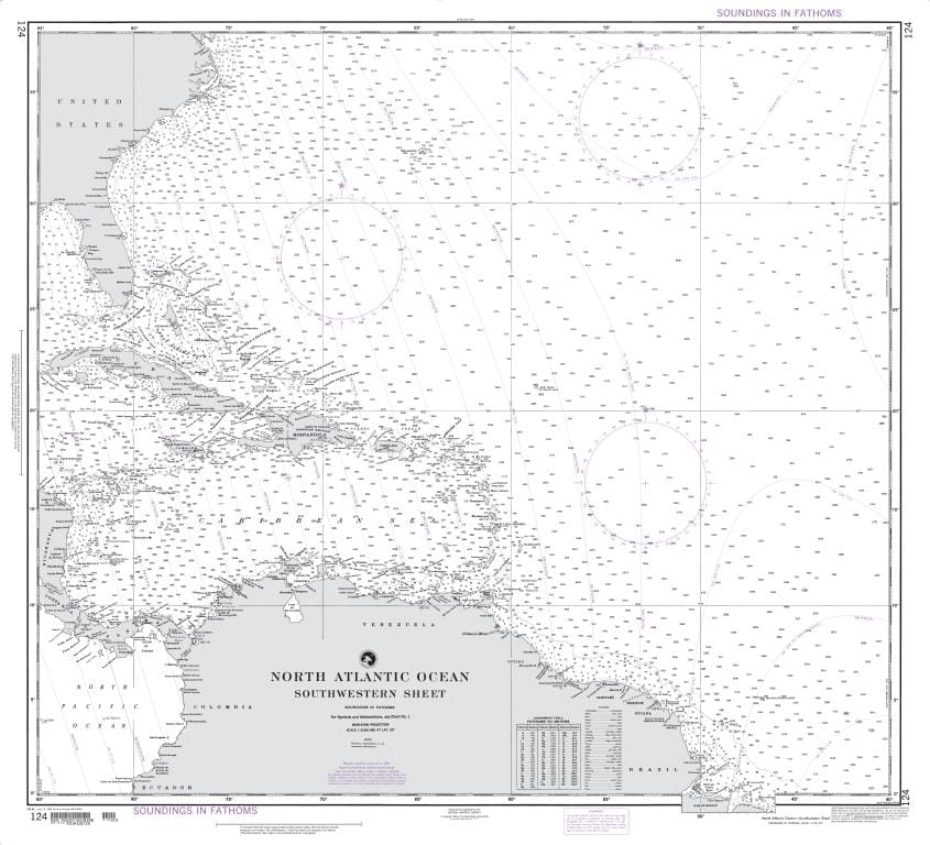 NGA Nautical Chart 124: North Atlantic Ocean (Southwestern Sheet)