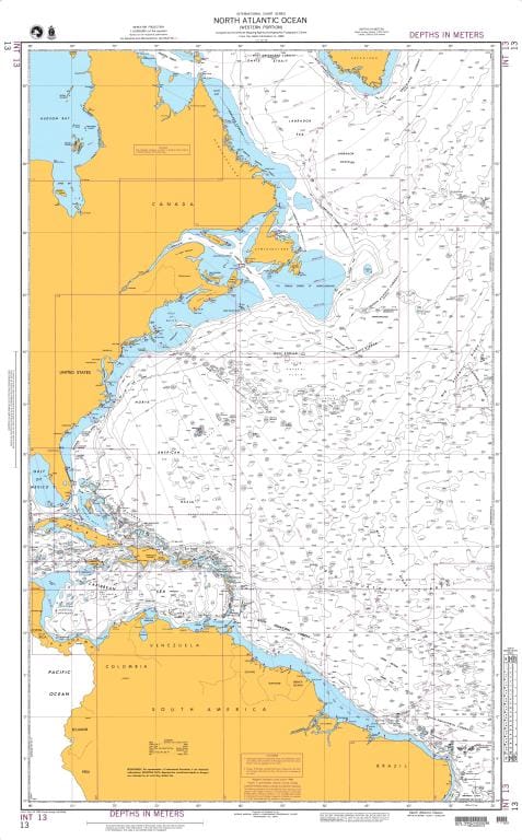 NGA Nautical Chart 13: North Atlantic Ocean (Western Portion)