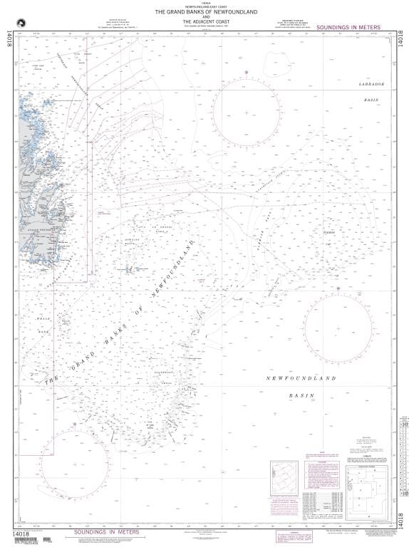 NGA Nautical Chart 14018: The Grand Banks of Newfoundland and the Adjacent Coast