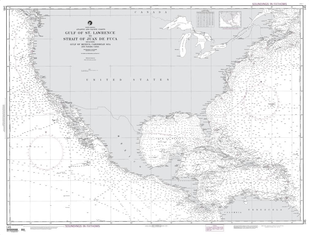 NGA Nautical Chart 145: Gulf of St. Lawrence to Strait of Juan de Fuca