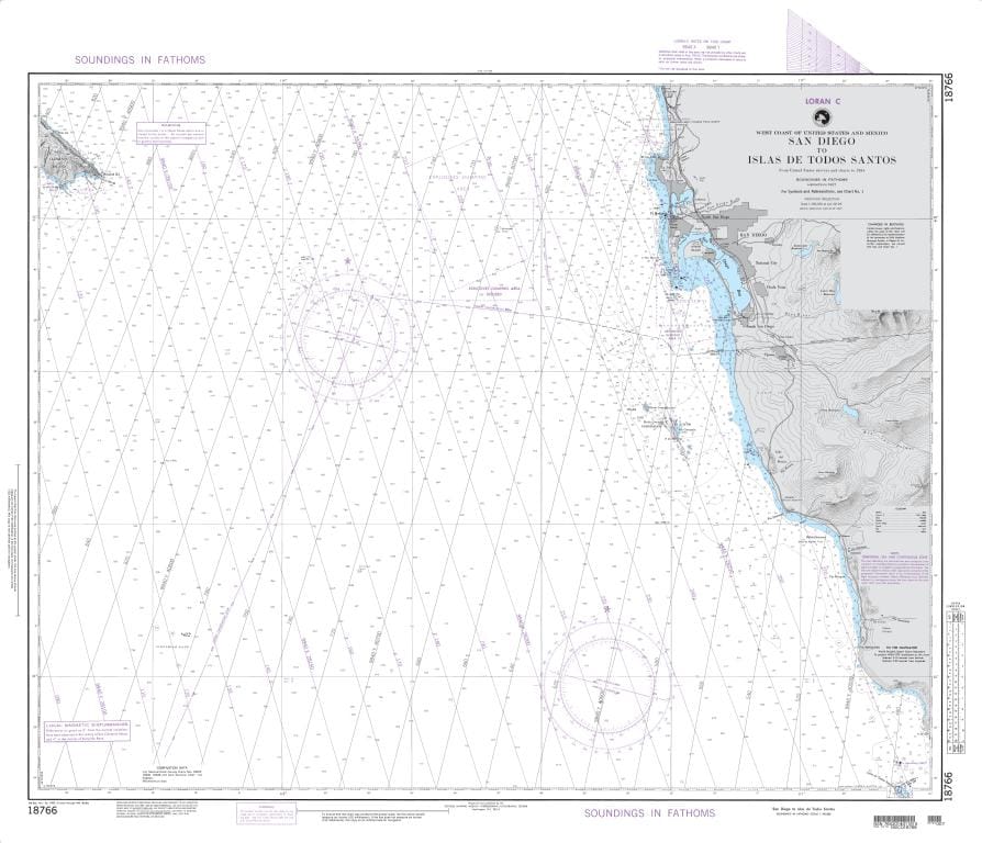 NGA Nautical Chart 18766: San Diego to Islas De Todos Santos (LORAN-C)