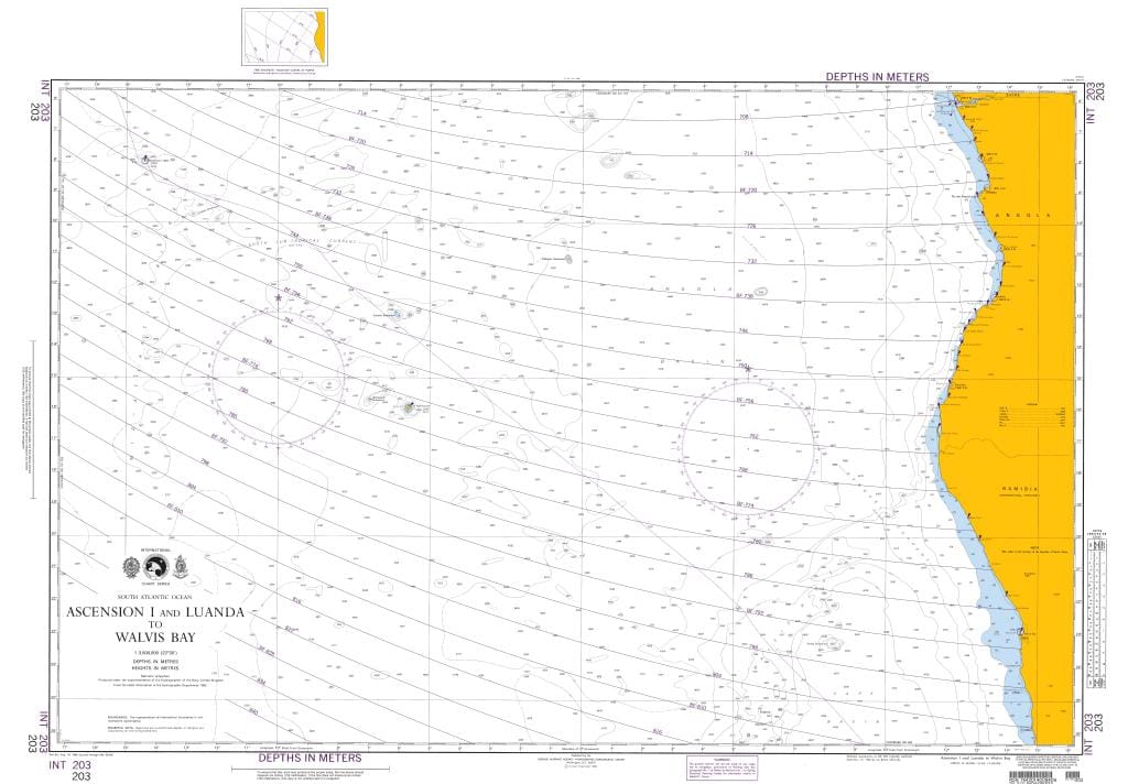 NGA Nautical Chart 203: Ascension Island and Luanda to Walvis Bay (OMEGA)