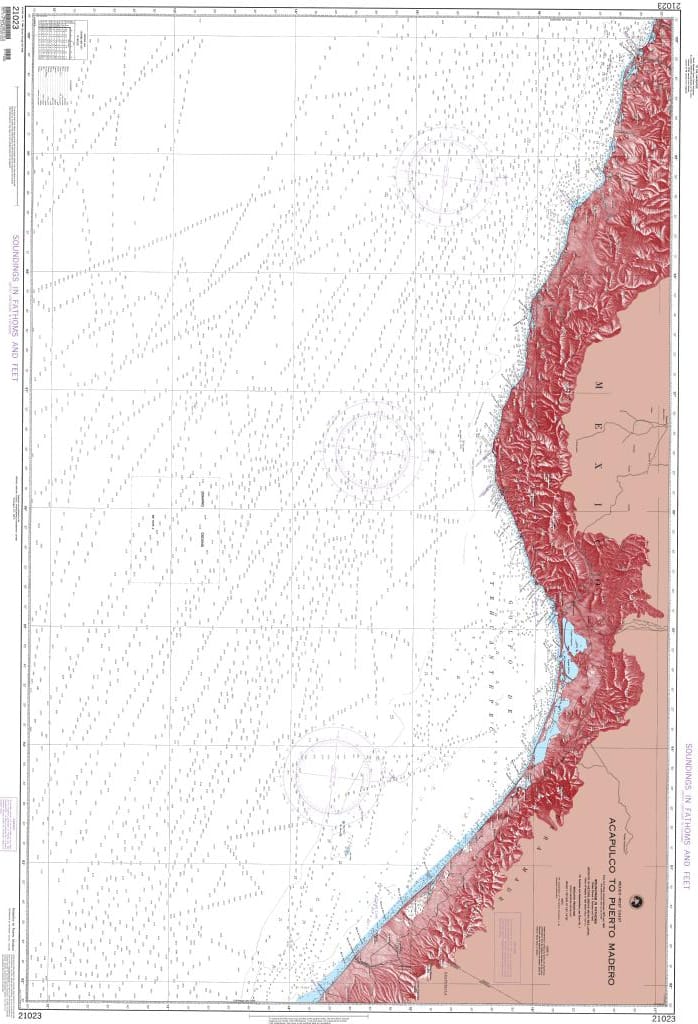 NGA Nautical Chart 21023: Acapulco to Puerto Madero (Mexico-West Coast) (OMEGA)
