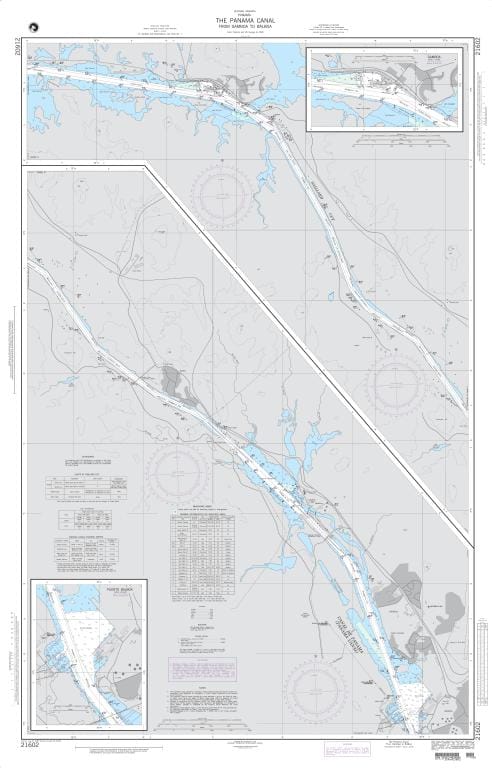 NGA Nautical Chart 21602: The Panama Canal from Gamboa to Balboa (Panama) Panels: A and B