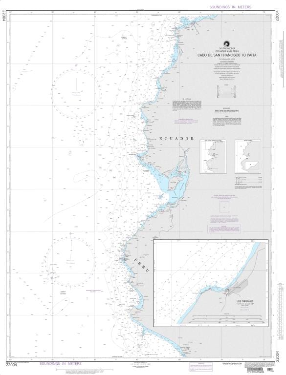 NGA Nautical Chart 22004: Cabo de San Francisco to Paita (Ecuador and Peru)
